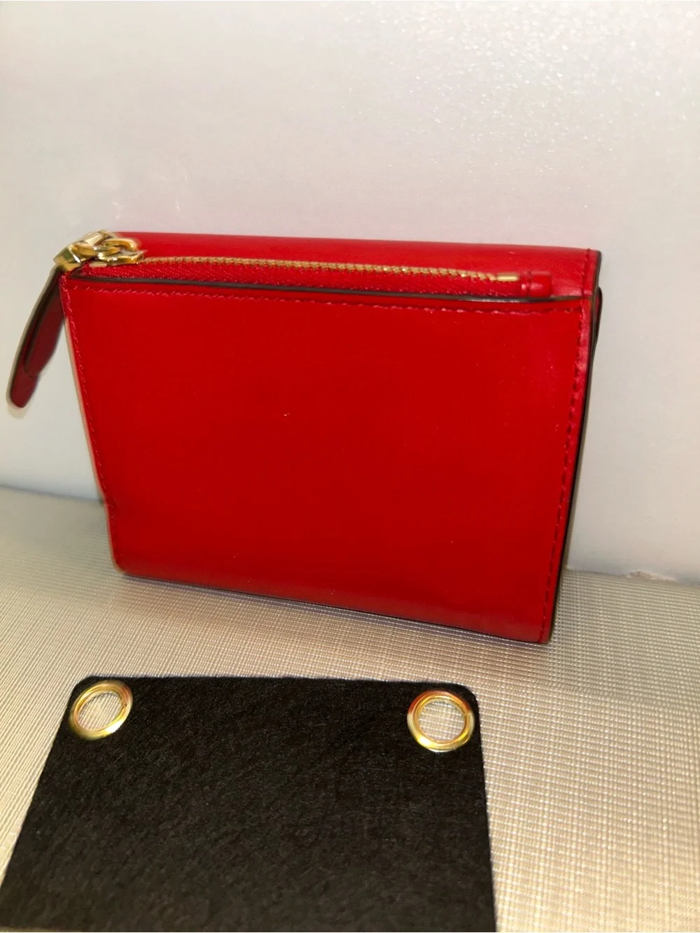 Michael Kors red leather jet set small envelope wallet